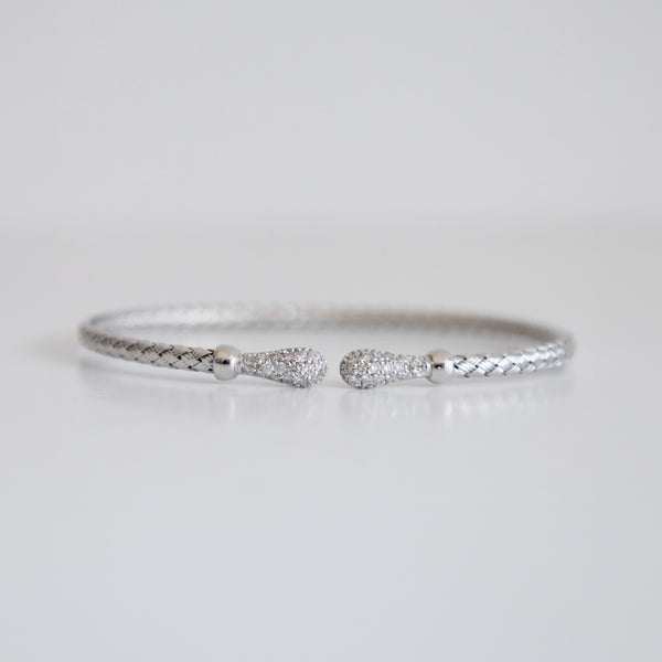 14K White Gold Bangle with 1ct Lab-Grown Diamonds (E Color, VS1 Clarity)