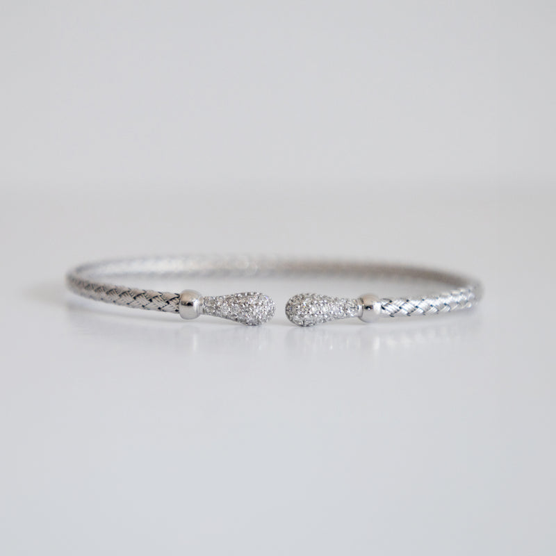 14K White Gold Bangle with 1ct Lab-Grown Diamonds (E Color, VS1 Clarity)