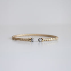 14K Two-Tone Gold Woven Bangle Tipped with 1.5ct Pavé Set Lab-Grown Diamonds (E Color, VS1 Clarity)