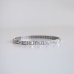 14K White Gold Pyramid Bangle with 1.8ct Lab-Grown Diamonds (E Color, VVS Clarity)