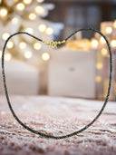 Black Natural Diamond Bead Necklace with Handmade 24K Gold Lock