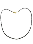 Black Natural Diamond Bead Necklace with Handmade 24K Gold Lock