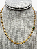 22K Gold Fluted Necklace with Natural Emerald Cabochon Lock – Customizable Length & Stone Options