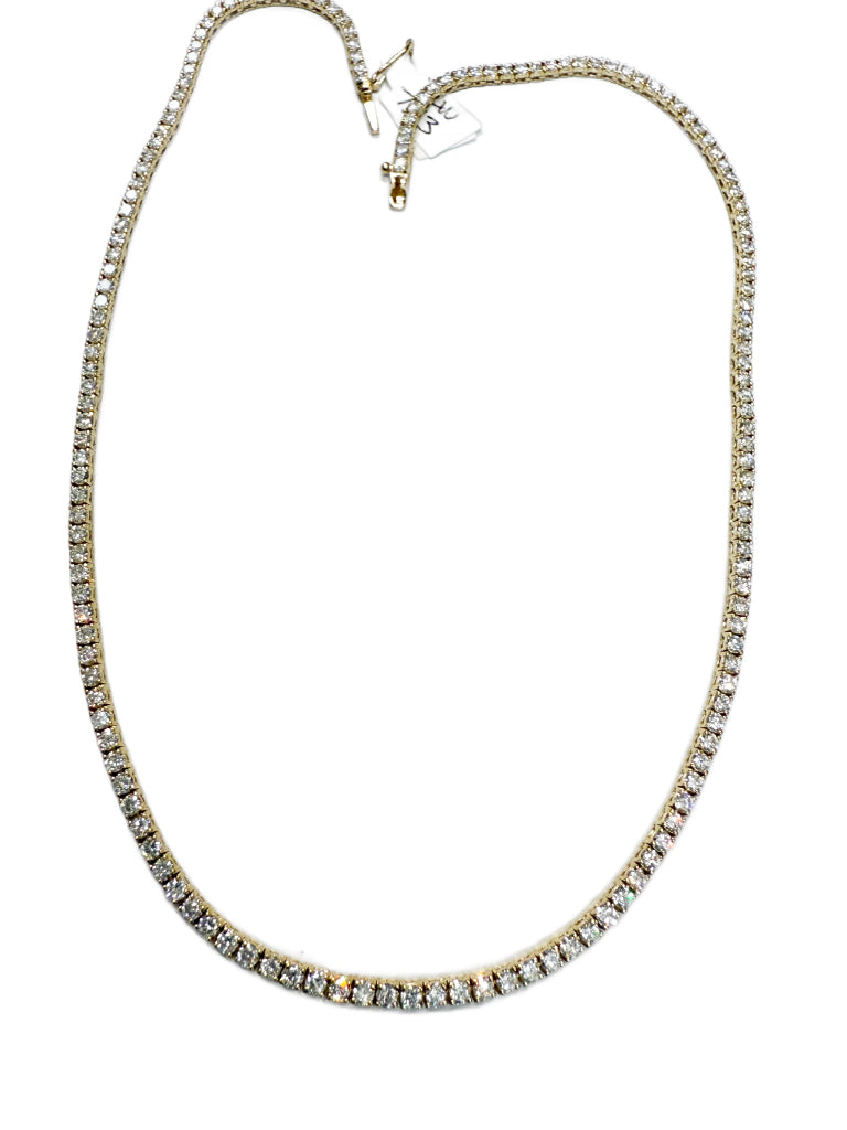 7.13 TCW 14k Yellow Gold Lab Grown Diamond Tennis Necklace – 16-inch, 2.25mm, 160 Stones