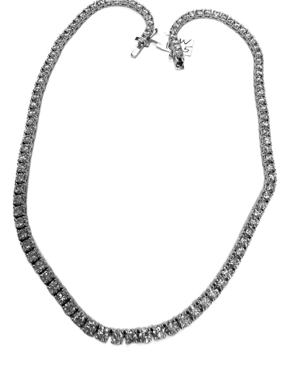 16.65 TCW 14k White Gold Lab Grown Diamond Necklace – 16-inch, 108-Stone, 3.4mm