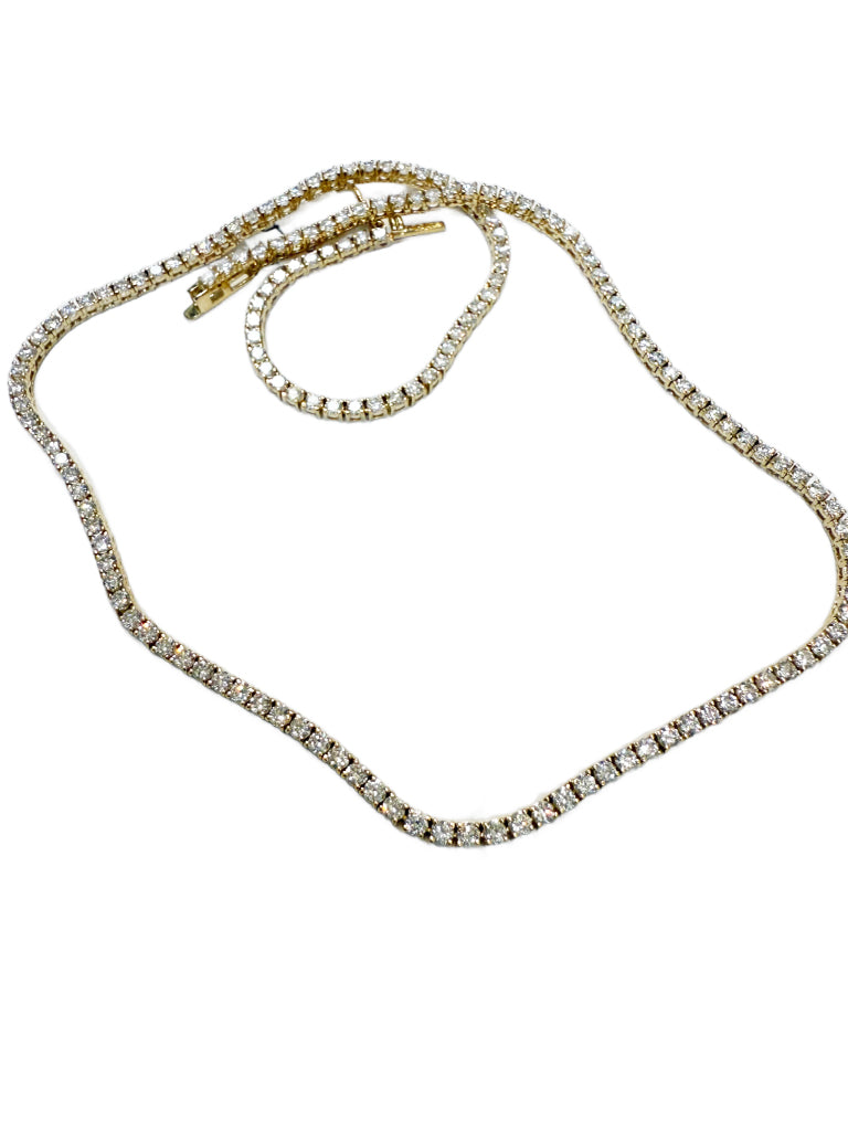 7.13 TCW 14k Yellow Gold Lab Grown Diamond Tennis Necklace – 16-inch, 2.25mm, 160 Stones