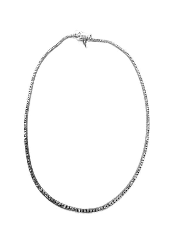 3.35 TCW 14k White Gold Lab Grown Diamonds Tennis Necklace – 16-inch, 1.5mm Round, 227 Stones