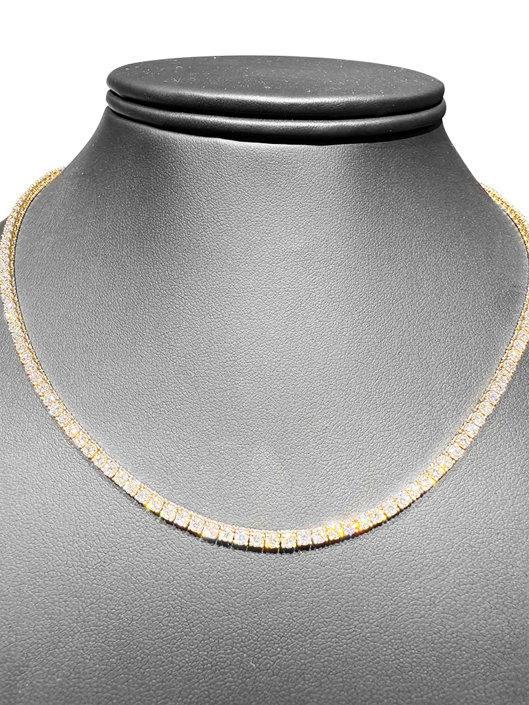 7.13 TCW 14k Yellow Gold Lab Grown Diamond Tennis Necklace – 16-inch, 2.25mm, 160 Stones