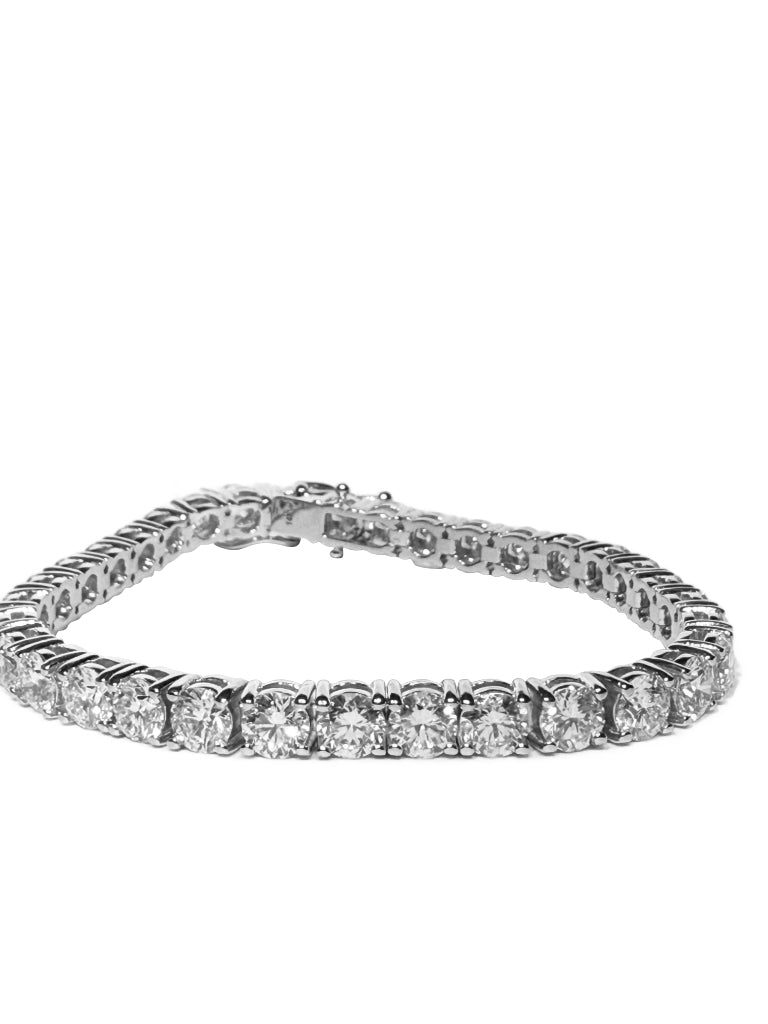 14K White Gold Tennis Bracelet with 16.0ct 5mm Lab-Grown Diamonds (E-F, VVS Clarity)