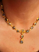 77ct Salt and Pepper Diamond Necklace in 24k Gold – Handcrafted Rough Sliced Diamonds