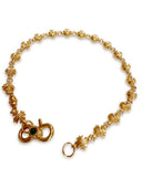 22K Gold Fluted Bracelet with Natural Emerald Cabochon Lock – Customizable Length & Stone Options