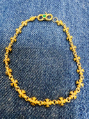 22K Gold Fluted Bracelet with Natural Emerald Cabochon Lock – Customizable Length & Stone Options
