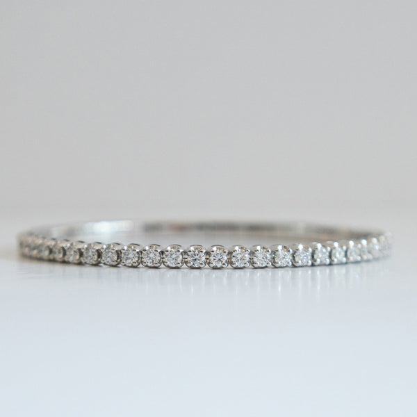 14K White Gold Flexible Bangle Tennis Bracelet with 2.32ct 2.7mm Lab-Grown Diamonds (E Color, VVS Clarity)