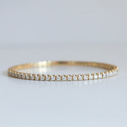 14K Yellow Gold Flexible Bangle Tennis Bracelet with 3.07ct 2.4mm Lab-Grown Diamonds (E Color, VVS Clarity)