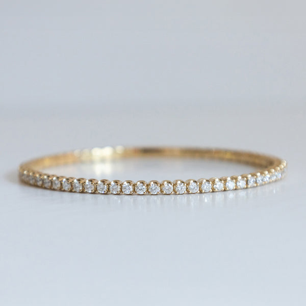 14K Yellow Gold Flexible Bangle Tennis Bracelet with 3.07ct 2.4mm Lab-Grown Diamonds (E Color, VVS Clarity)