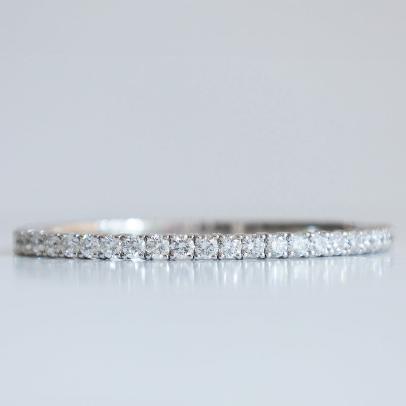 14K White Gold Flexible Bangle Tennis Bracelet with 5.46ct 3.8mm Lab-Grown Diamonds (E Color, VVS Clarity)