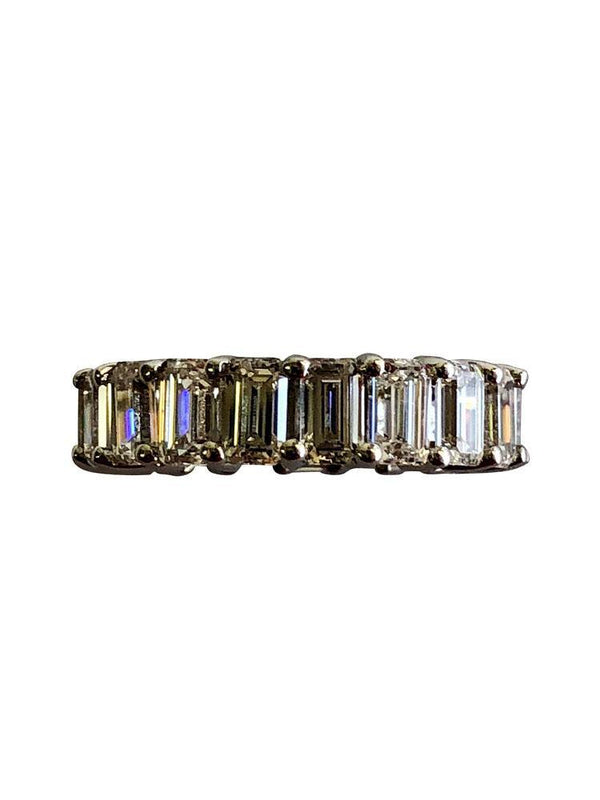 Eternity band with CZ Emerald Cuts 0.25 Each 14 K White Gold