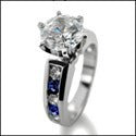 Engagement 1.5 Round Center Channel Sapphire Cubic Zirconia Cz Ring