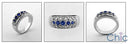 Sapphire Round Cubic Zirconia Bezel and Pave Diamonds CZ Ring 14k White Gold