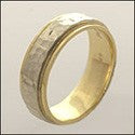 Mens Two Tone Gold Hammered Finish Band