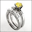 Matching Set 1 Ct Canary Round Channel Cubic Zirconia Cz Ring
