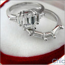 Matching Set 1.5 Emerald Baguettes Fitted Wedding Cubic Zirconia Cz Ring