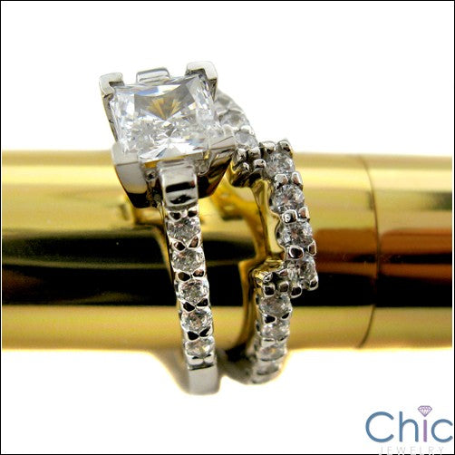 Engagement Princess 1 Ct . Ct Pave Cubic Zirconia Cz Ring