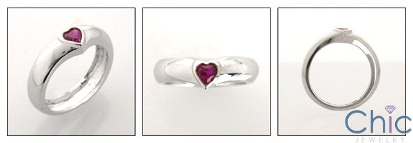 Anniversary Ruby Heart Plain Cubic Zirconia Cz Ring