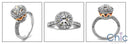 Engagement Rose Gold Two Tone 1 Ct Round Center Pave Cubic Zirconia 14K Ring