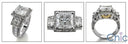 Engagement 2.5 Ct Princess Two Tone Pave Ct Channel Cubic Zirconia Cz Ring