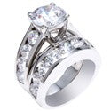 Matching Set 2.5 Round Center Channel Wedding Cubic Zirconia Cz Ring