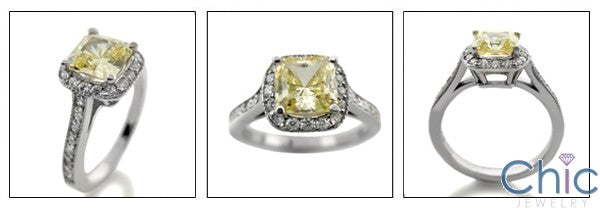 Engagement 1.25 Canary Cushion Pave Cubic Zirconia Cz Ring