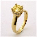 Engagement 1 Ct . Yellow Color Princess Cubic Zirconia Cz Ring