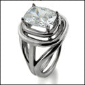 Solitaire 3 Ct Radiant Cushion Tube Style Cubic Zirconia Cz Ring