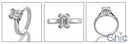 Solitaire 1 Ct Emerald Cut Cubic Zirconia Double Prong 14K White Gold Ring