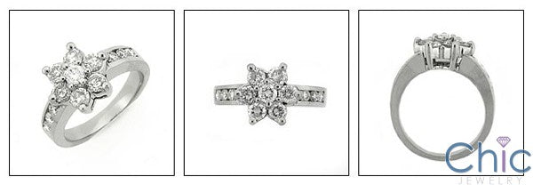 Fine Jewelry Flower Round Stone Share Prong Cubic Zirconia Cz Ring