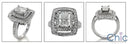 Engagement 1.25 Radiant Center Double Halo Cubic Zirconia Cz Ring