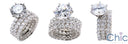Matching Set 3 Ct Round 6 Prong Center Share Prong Eterntiy Wedding Ba Cubic Zirconia Cz Ring