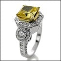 Canary Princess 2 Ct Cubic Zirconia  Two Tone Gold 14K Anniversary CZ Ring