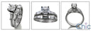 Matching Set 0.5 Asscher Center Tapered Baguettes Cubic Zirconia Cz Ring