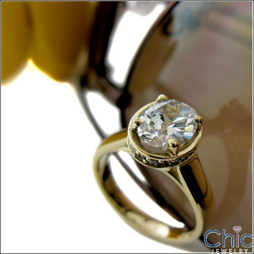 Engagement 2.5 Oval Center Prongs Pave Round Stone Cubic Zirconia Cz Ring