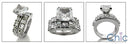 Matching Set 2.5 Cushion Center Flush Baguette Cubic Zirconia Cz Ring