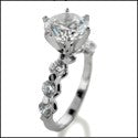 Engagement 2 Ct Round Center Share Prong Cubic Zirconia Cz Ring