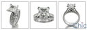 Matching Set 2 Ct Princess Cathedral Setting Pave Cubic Zirconia 14K W Gold Engagement Ring and Band