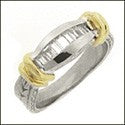 Mens .15 Princess Channel Set 3 Cubic Zirconia CZ Wedding Band