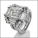 Matching Set 6.75 TCW Emerald Baguette Ct Cubic Zirconia Cz Ring