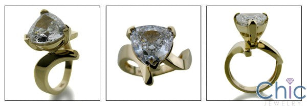 Solitaire 4 Ct Trillion free form Cubic Zirconia Cz Ring