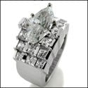 Engagement Marquise CZ 2 Ct Center Channel Wide shank Cubic Zirconia Cz Ring
