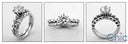 Matching Set Round 1 Ct Center Burnished Cubic Zirconia Cz Ring