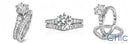 Round Brilliant Cut CZ Engagement Ring With Matching Band